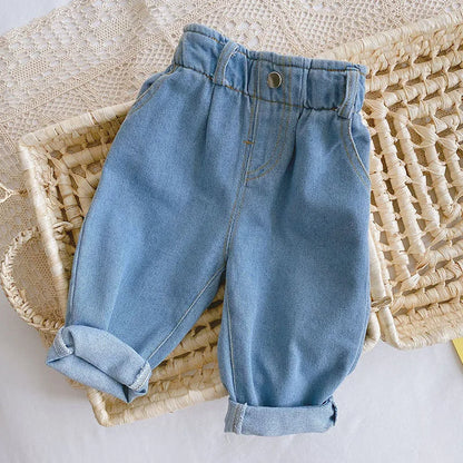MILANCEL 2025 Spring Autumn Solid Kids Boys Straight Pants Fashion Children Clothing Trousers Brief Jeans for 1-6 Years