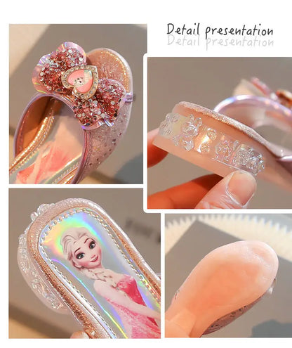 Disney Frozen Elsa Shoes For Girls Children Cartoon Princess Flats Kids Beach Home Shoes Inside Outside Slippers Size 26-36