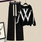 Autumn/Winter Women's Set 2026 New Korean Edition Casual Sweater Waist Cinching and Slimming Wide Leg Pants Two-piece Set