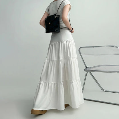Fashionable Sweet College Style High Waist Cake Long Skirt For Women