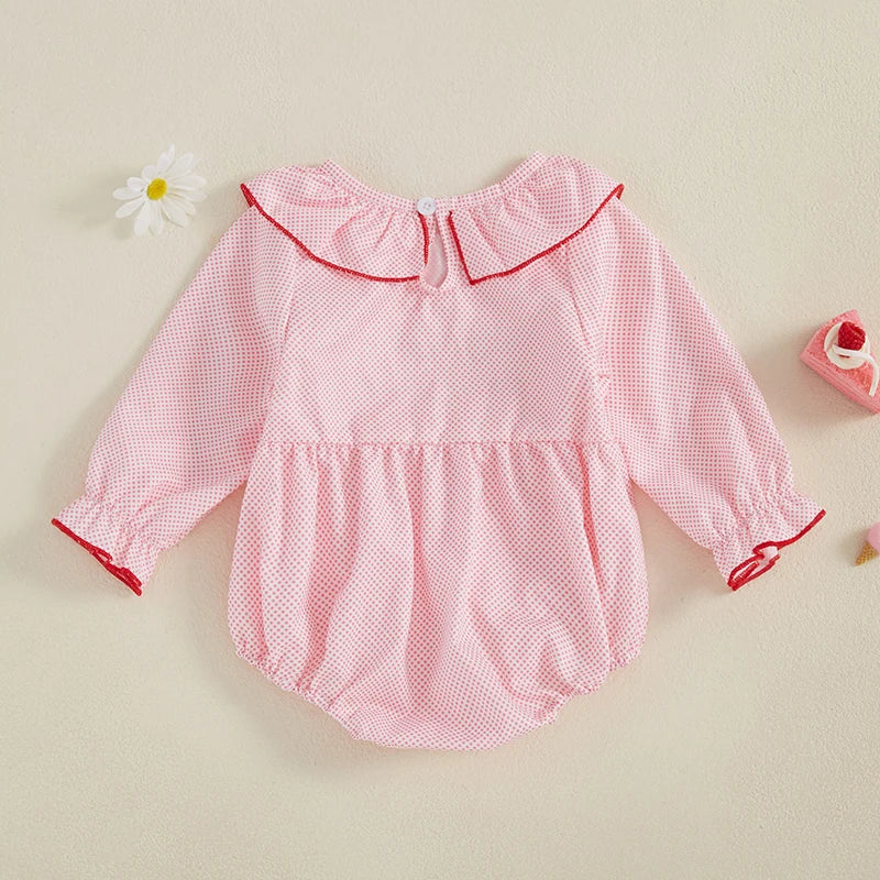 My First Valentines Day Baby Girl Outfit Newborn Heart Smocked Bubble Romper Bodysuit Cute Valentines Day Clothes