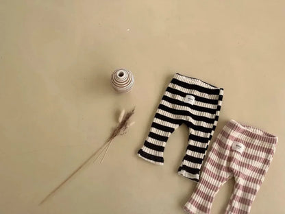 Autumn Winter Children Ribbed Striped Thick Warm Leggings Girl Baby Cotton Casual Pants Boy Infant Fashion Trousers Kid Clothes