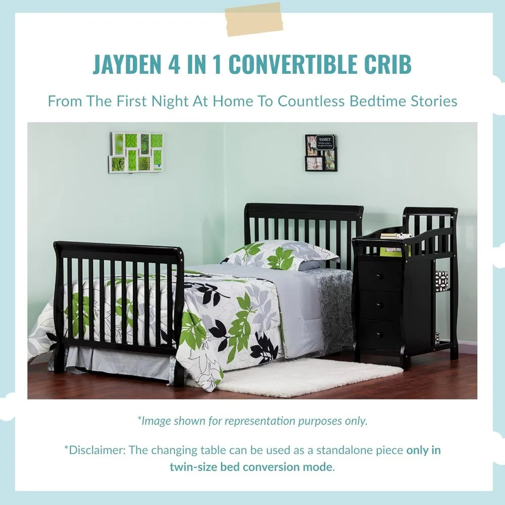 4-in-1 Mini Convertible Crib And Changer in Storm Grey, Greengard Gold Certified, Non-Toxic Finish