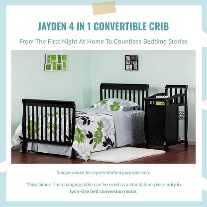 4-in-1 Mini Convertible Crib And Changer in Storm Grey, Greengard Gold Certified, Non-Toxic Finish