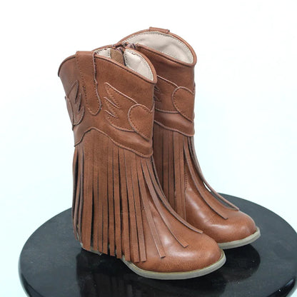 Children Boutique Leather Boots For Girls Simple Classic Fashion Kids Knee-High Boots Multi-Color Heart Patter Long Winter Shoes