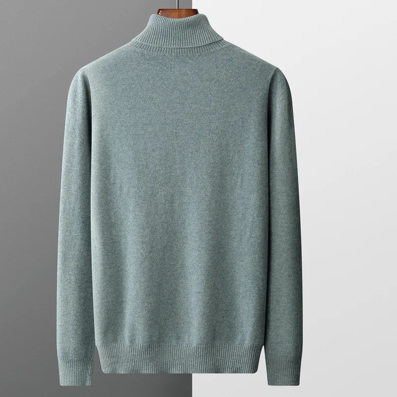 Autumn and winter new 100% merino cashmere sweater men's knitted pullover padded warm turtle neck fashion loose plus size coat