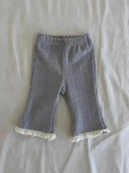 Autumn New Girls Lace Leggings Infant Trousers Cotton Cute Baby Girl Flared Pants Toddler Elastic Pants Kids Casual Pants