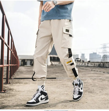New Hip Hop Joggers Cargo Pants Men Harem Pants Multi-Pocket Ribbons Man Sweatpants Streetwear Casual Men's Pants