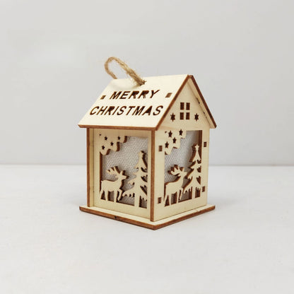 New Holiday Wooden Decorations for Christmas Houses, Wooden Cabin Ornaments, Handmade Wooden Crafts, Christmas Ornaments