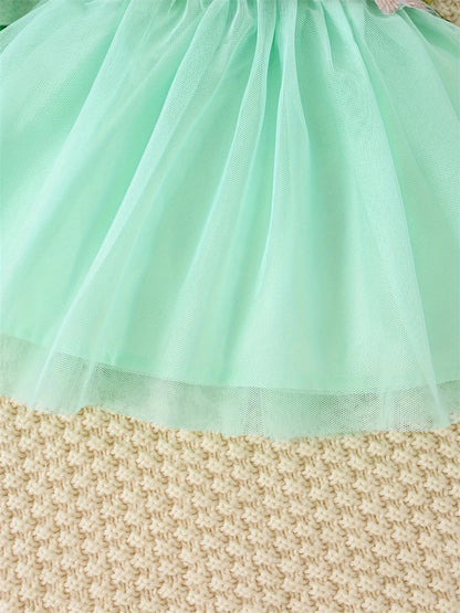 Newborn 2026 Baby Girls Dress Summer Waist Flower Vest Sleeveless Short Top Sweet Girl Lace Mesh Dress