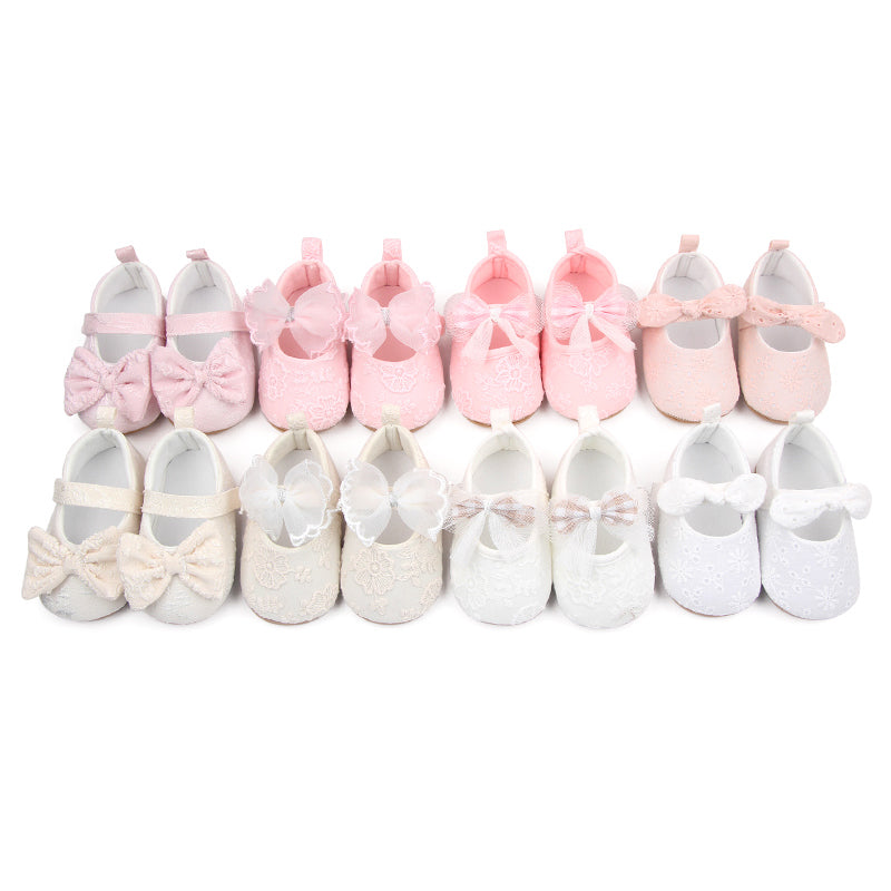 Toddler Baby Girls Sweet Princess Shoes Soft Bow knit Flower Non-slip Bottom First Walker Shoes Toddler Babies Crib Shoes