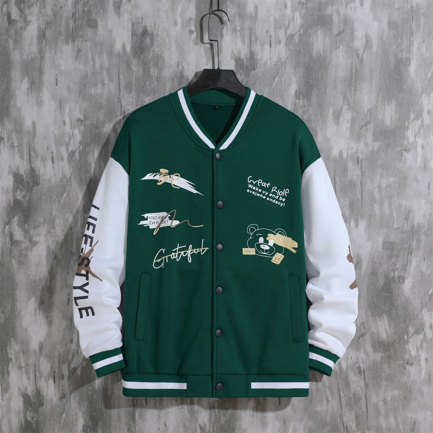 2026 New Jacket Coat Letter Printed  Wear Men Baseball Jacket Casual Long Sleeve Stand Jackets Men's Coats Sweatshirts Outerwear