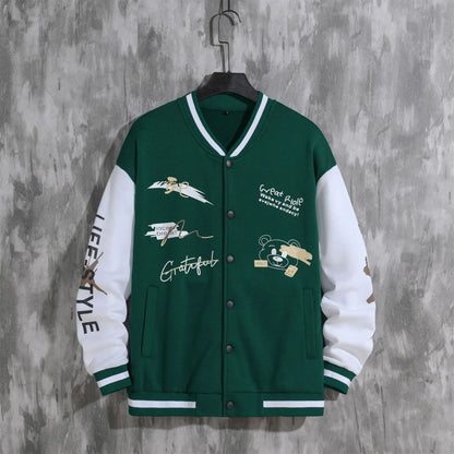 2026 New Jacket Coat Letter Printed  Wear Men Baseball Jacket Casual Long Sleeve Stand Jackets Men's Coats Sweatshirts Outerwear