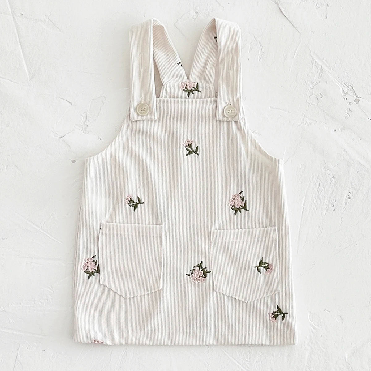 INS Baby Girls Strap Dress Flower Embroidery Heavy Denim Dress Pocket Button Bodysuits Autumn Newborn Baby Clothes 0-3Y