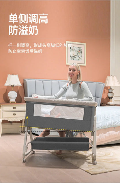 Baby Bed Crib Portable Bassinet Bedside Liftable Cradle Bed Playpen Newborn With Changing Table Storage Bag Mosquito Net