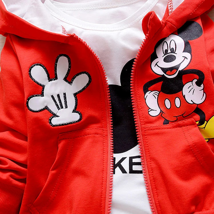 Baby Girls Boys Mickey Minnie Clothing Sets Spring Autumn Kids Outfits Hoodie +T-shirt + Pants Tracksuit Children Sport Suit