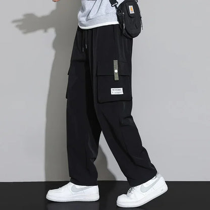 2025 Cargo Pants Men Straight Fit Wide Leg Fleece Lined Trouser Male Winter Fashion Loose Baggy Large Plus Size Warm Streetwear