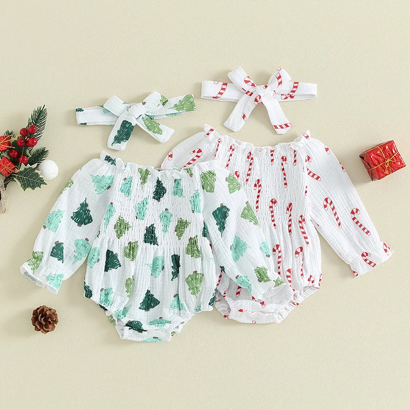 Tregren Infant Baby Girls Valentine's Day Romper Heart Print Long Sleeve Boat Neck Jumpsuits Spring Fall Bodysuits with Headband