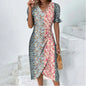 Elegant Ladies Midi Dress Geometric Button Split Dress Платья Vestidos Medievales Para Mujer De Verano Elbiseler Jurken Dames