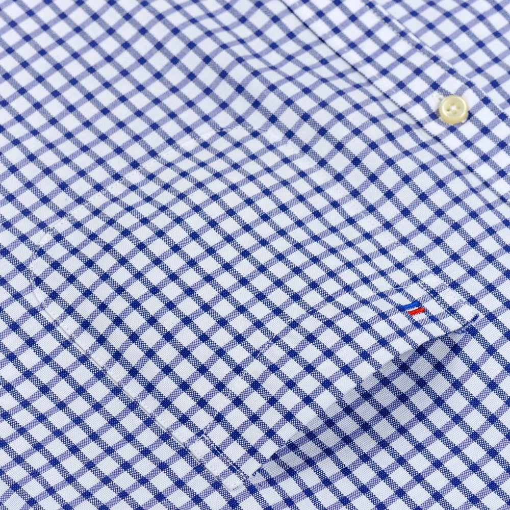 Men's Long Sleeve Oxford Plaid Striped Casual Shirt Front Patch Chest Pocket Regular-fit Button-down Collar Thick Work Shirts