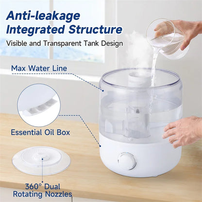 3L Mechanical Humidifiers Quiet Large Spray Mute Humidifier Sprayer Atomizer Wall Plug Essential Large Capacity Household 2025