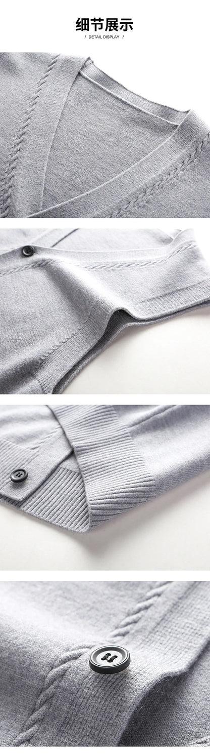 2026 Men's New Autumn and Winter Vest Young Casual Warm Knit Sleeveless Base Shirt Solid Color Jacquard Cardigan Vest