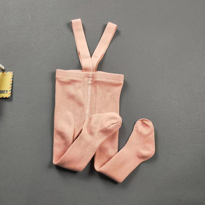 Baby Children's Pantyhose Spring And Autumn Female Baby Cute Solid Color High Waist High Elastic Overall Leggings Bib