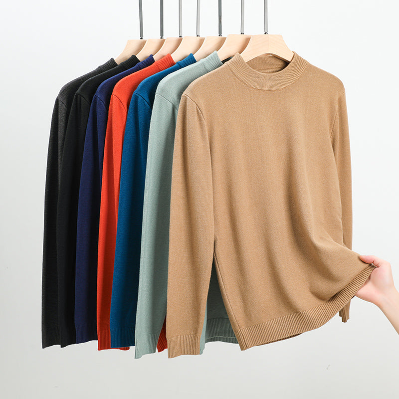 Half Turtleneck Knitwear Sweater New Autumn/Winter Mock Neck Sweatshirts Solid Color Pullovers Man Brand Casual Men's Clothing