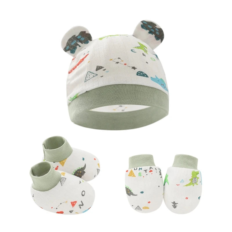 Baby Anti Scratching Cotton Gloves Hat Foot Cover Set Socks Kit Accessory for Newborn Baby Girls Boys Baby Shower