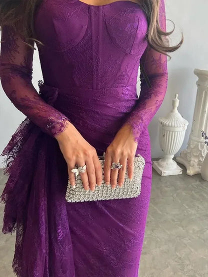2026 New Long Dresses for Party Evening Formal Bodycon Summer Clothes Women Autumn Summer Lace Floor-Length Dress