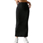 Solid Bodycon Ruched Knitted Long Skirt Women Sexy Black Elastic Elegant High Waist Mermaid Sheath Maxi Skirts Summer Streetwear