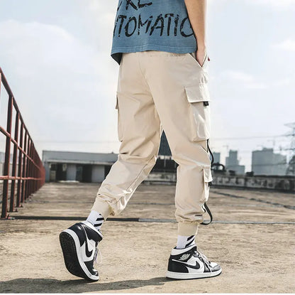 New Hip Hop Joggers Cargo Pants Men Harem Pants Multi-Pocket Ribbons Man Sweatpants Streetwear Casual Men's Pants