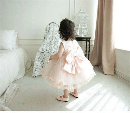 Baby Girl Baptism Dresses Toddler White Lace Flower Tulle Christening 1 Years Birthday Princess Party Dress Newborn Wedding Gown