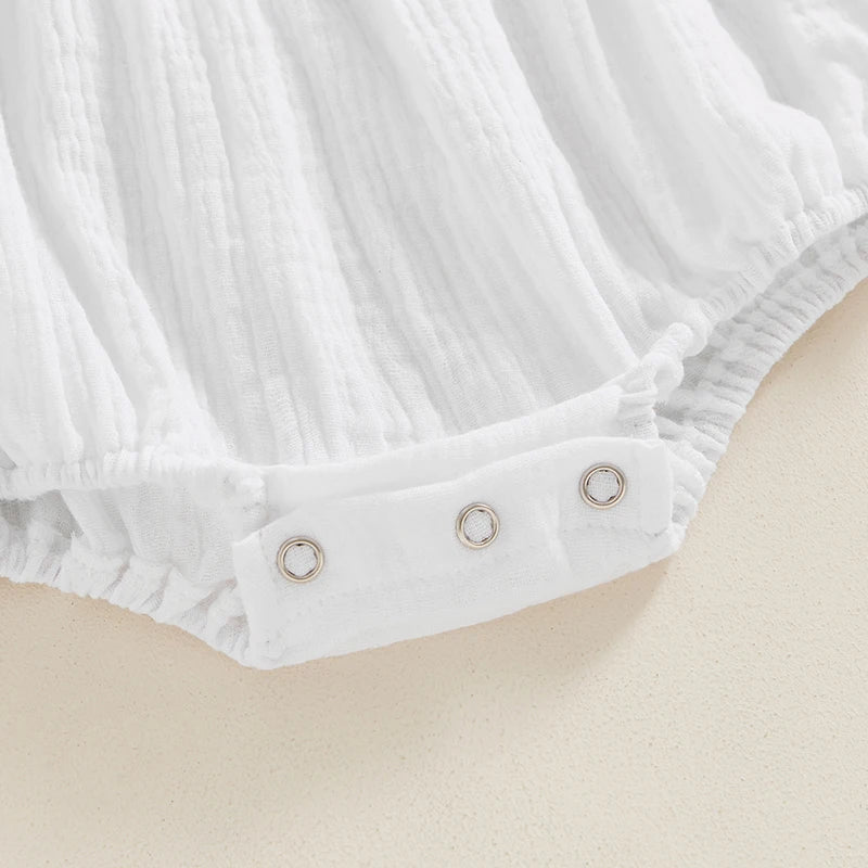 0 to18 Months Baby Girl Clothes White Romper Cute Newborn Clothes Cotton Linen Bodysuit Spring Infant Outfit Baby Items