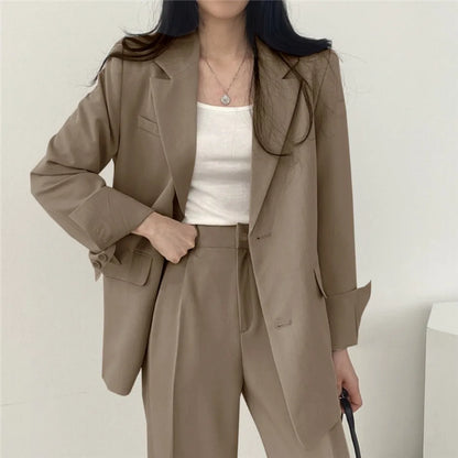 Korean Fashion Spring Women's Suits Casual Top Trousers 2 Piece Sets Women's Outfits Coats Slim Fit Blazers for Women Clothing