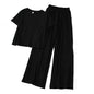 2 Pcs/Set Chic Two Pieces Set Women T-shirt Pants Set Elastic Waist Soft Women T-shirt Trousers Set Keep Cooling