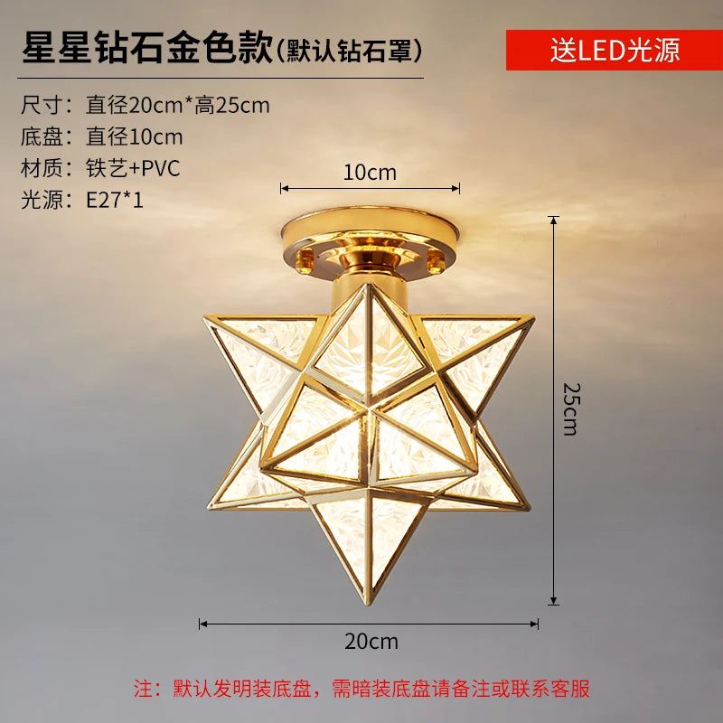Lamps for Living Room Decor Five-pointed chandelier Modern Balcony Corridor Porch Fashion Network Red Star  Ceiling Light