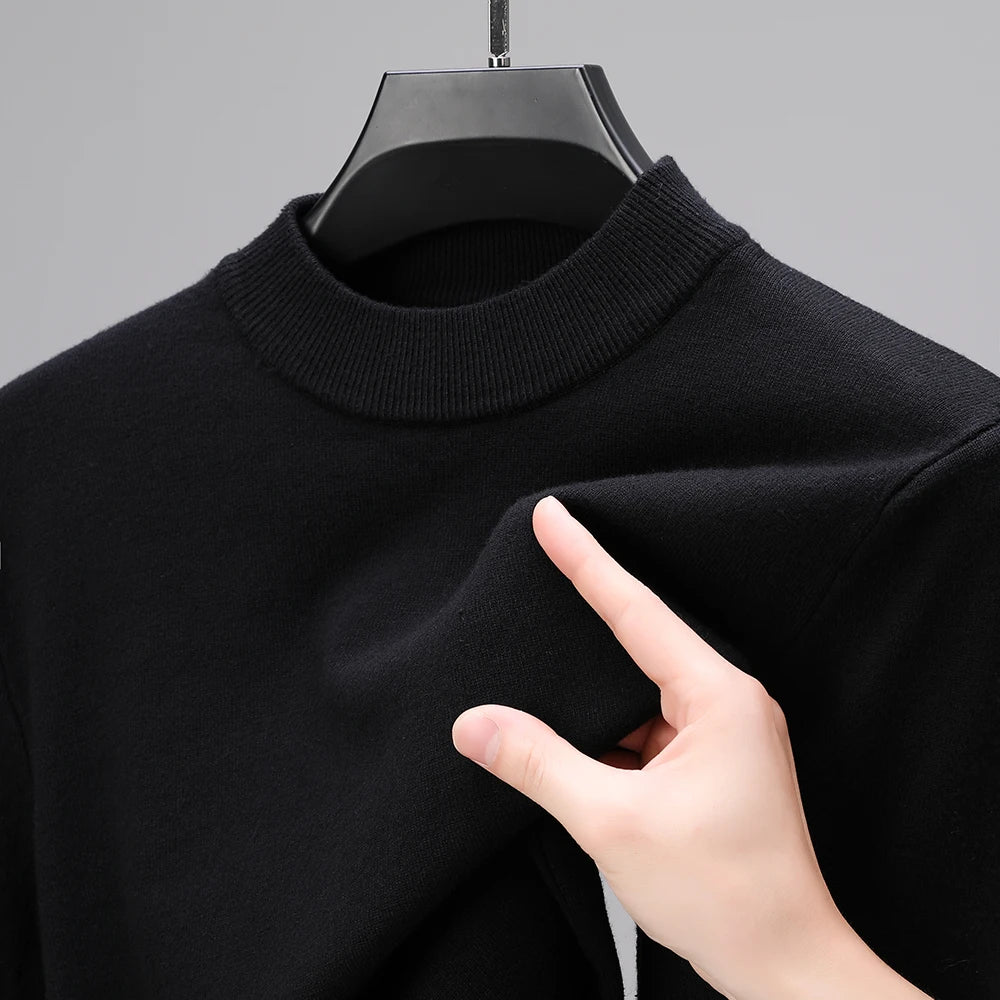 Half Turtleneck Knitwear Sweater New Autumn/Winter Mock Neck Sweatshirts Solid Color Pullovers Man Brand Casual Men's Clothing