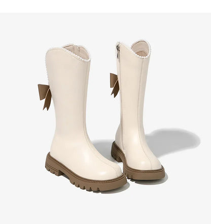 Long Boots for Girls and Children 2026 New Winter Long Leather Boots Princess Foreign Girls Plus Cashmere Shoes