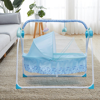 Electric Baby Cradle Auto Swing Rocker Cot Infant Sleeping Bed Swing Crib Kit Timer +Bluetooth Music +Mat +Pillow 5Gears Adjustable