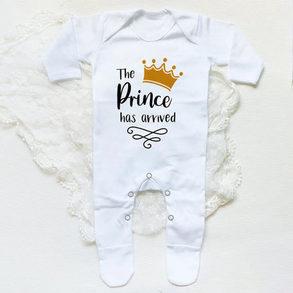 The Prince Has Arrived Print Baby Baby grow Sleepsuit Vest Bodysuit Newborn Boys Coming Home Hospital Clothes Infant Shower Gift