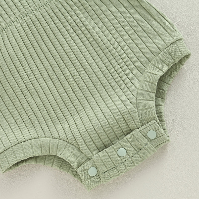 Newborn Baby Girl Clothes Solid Color Ribbed Knit Short Sleeve Romper Bodysuit Jumpsuit with Headband Summer Outfit