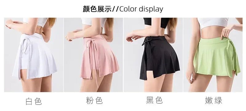 2025 Women Side Slit Sports Skirts Badminton Tennis Workout Skirt Golf Running Skirt Quick Drying Yoga Fitness Skirt Shorts