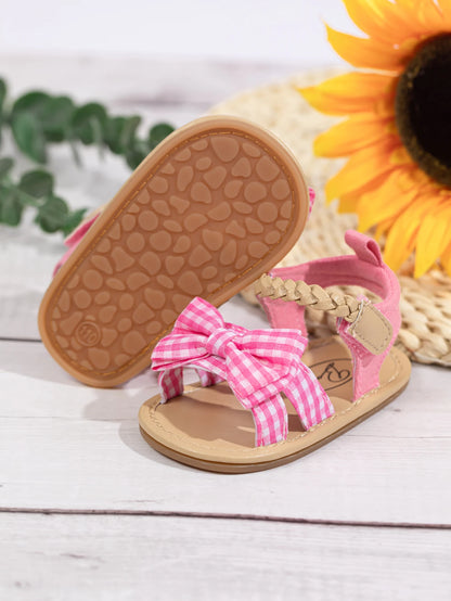 KIDSUN Summer Baby Beach Sandals Bow-knot Rubber Sole Anti-Slip Newborn Princess Toddler Crib First Walkers Baby Girls Shoes
