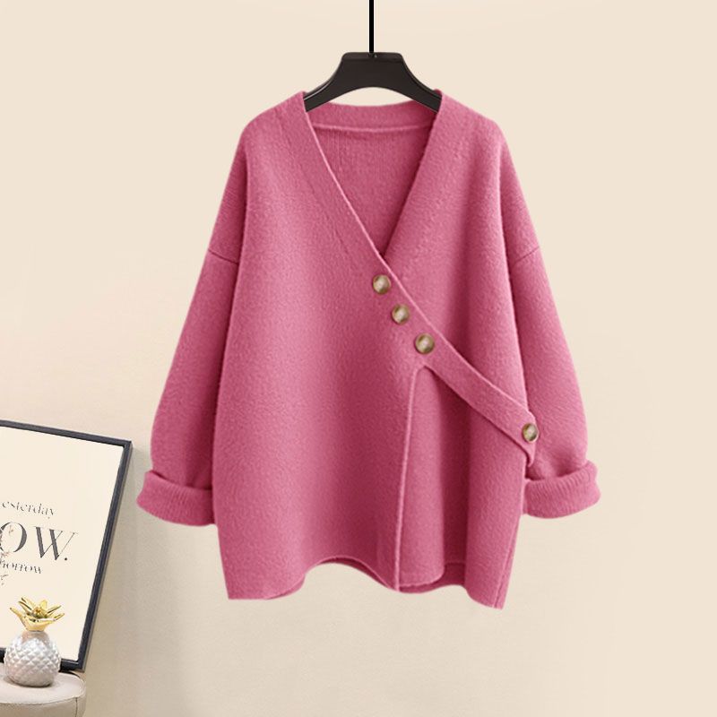 Women's Spring Autumn New Casual Matching Set Korean Elegant Irregular Knit Sweater+ Loose Wide Leg Pants Two Piece Female Suit