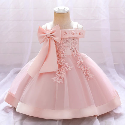 Baby Girls Christmas Dress Newborn Baptism Princess Party Dresses Lace Sleeve Toddler Girl Clothes 1 Years Birthday Wedding Gown