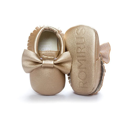Meckior Baby Shoes Newborn Infant Boy Girl First Walker PU Sofe Sole Princess Bowknot Fringe Toddler Baby Crib Shoes Casual