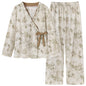 Spring Autumn V-Neck Pajamas Female Pajamas Sets Elegant Floral Japanese Kimonos For Women Big Yards M-4XL Cotton