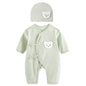 Breathable Newborn Bear Jumpsuit Hospital Hat Spring Outfit Long Sleeves Bodysuits for Baby Girls Boys Unisex Coveralls A2UB
