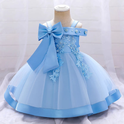 Baby Girls Christmas Dress Newborn Baptism Princess Party Dresses Lace Sleeve Toddler Girl Clothes 1 Years Birthday Wedding Gown